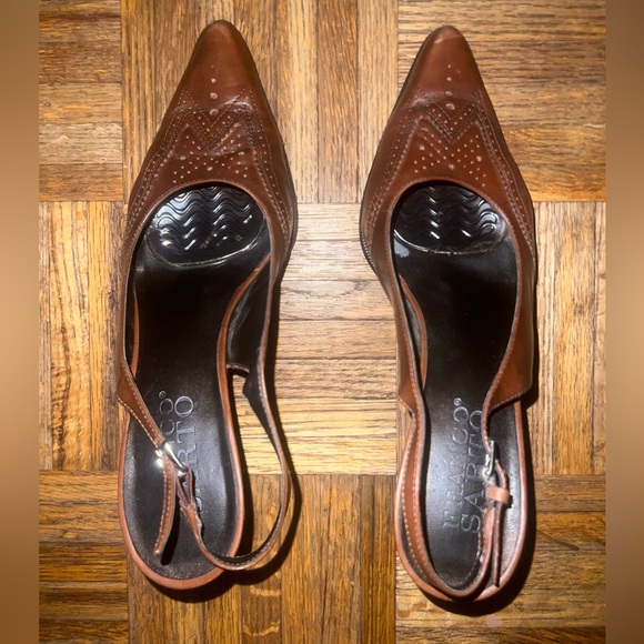 Franco Sarto Brown Leather Heels - Picture 1 of 8